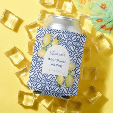 Arch Lemons Blue Tiles  Pool Party Can Cooler