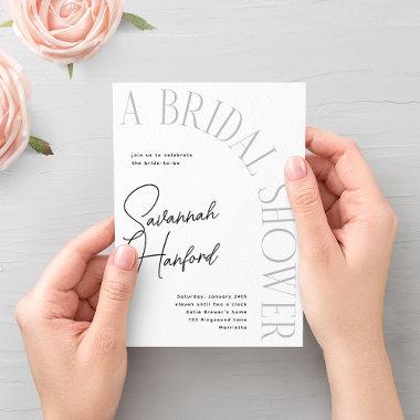 Arched Text Modern Simple Bridal Shower Invitations