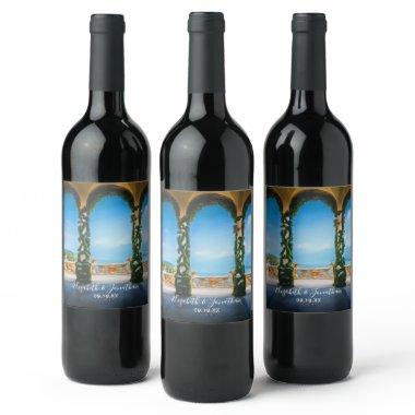 Arches of Italy Hand Lettered Script Wedding Wine Label
