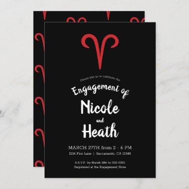 Aries Ram Zodiac March April Astrology Engagement Invitations