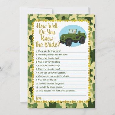 Army Camo How Well Do You Know The Bride Game Invitations