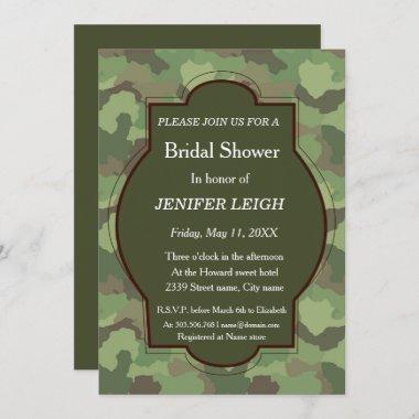 Army White rose elegant Bridal shower Invitations