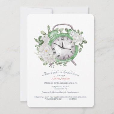 Around the Clock Bridal Shower Green Invitations