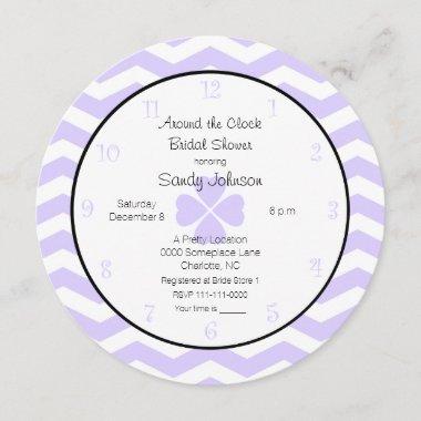 Around the Clock Bridal Shower Invitations Lavender