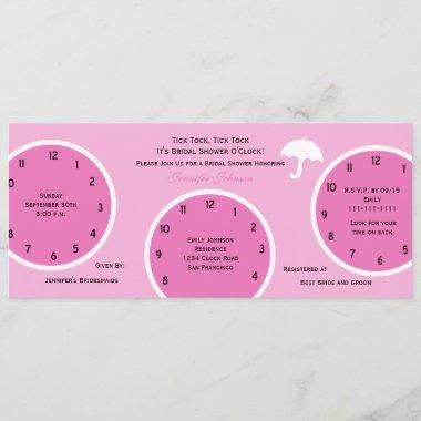 Around the Clock Bridal Shower Invitations Pink