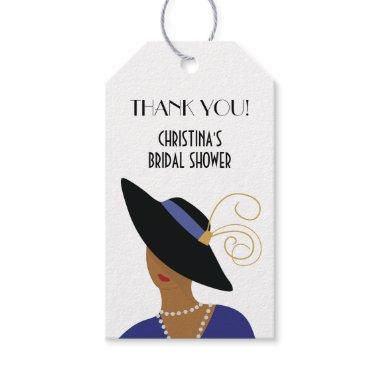 Art Deco 1930s Woman in Black Hat Bridal Shower Gift Tags