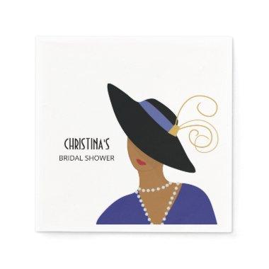 Art Deco 1930s Woman in Black Hat Bridal Shower Napkins