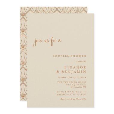 Art Deco Art Burnt Orange Elegant Couples Shower Invitations