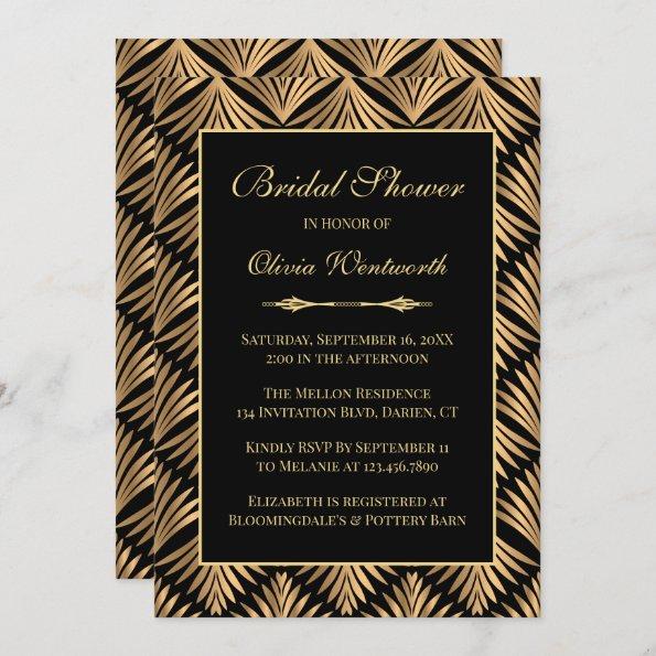 Art Deco Black Gold Great Gatsby Bridal Shower Invitations