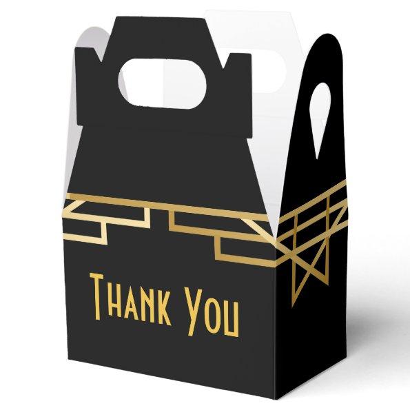 Art Deco Black & Gold Thank You Gatsby Wedding Favor Boxes