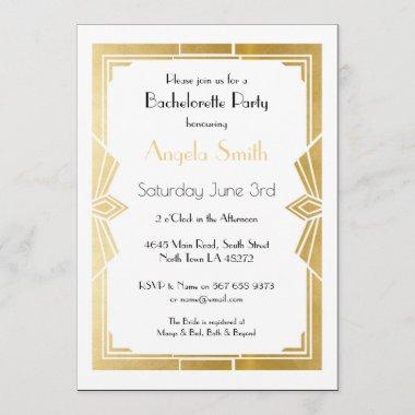Art Deco Bridal Shower Bachelorette Party 1920's Invitations