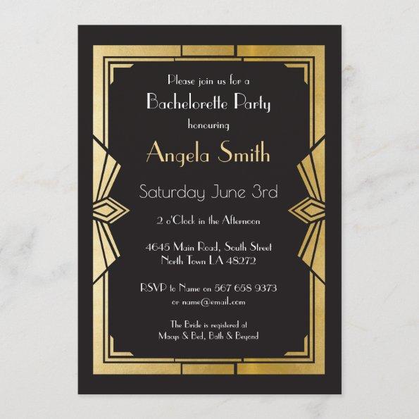 Art Deco Bridal Shower Bachelorette Party Gatsby Invitations