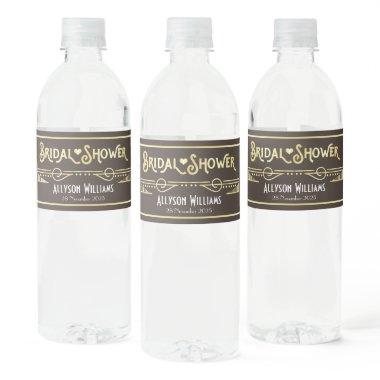 Art Deco  Elegant Gold Chocolate Water Bottle Label