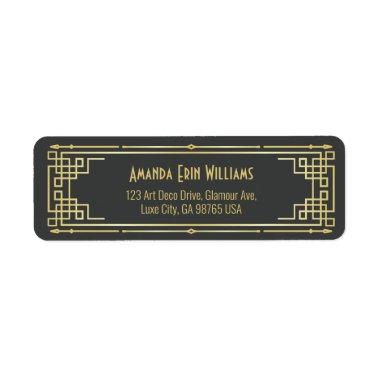Art Deco  Elegant Gold Gray Retro Label