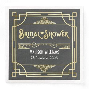 Art Deco  Elegant Gold Gray Retro Paper Dinner Napkins