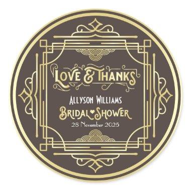 Art Deco  Gold Chocolate Love Thanks Classic Round Sticker