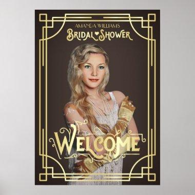 Art Deco Bridal Shower Gold Chocolate Welcome Poster