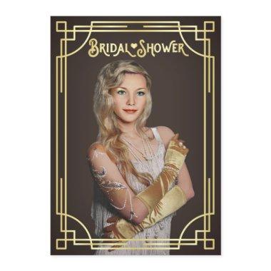 Art Deco Bridal Shower Gold Chocolate Your Photo Invitations