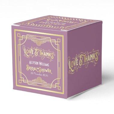 Art Deco Bridal Shower Gold Lilac Love & Thanks Favor Boxes