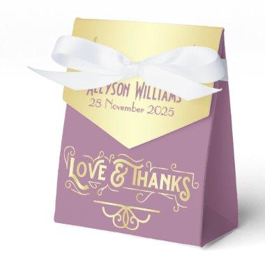 Art Deco  Gold Lilac Love & Thanks Favor Boxes