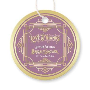 Art Deco  Gold Lilac Love & Thanks Favor Tags