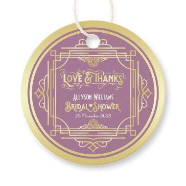 Art Deco Bridal Shower Gold Lilac Love & Thanks Favor Tags