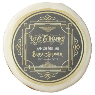 Art Deco  Gold Love & Thanks Favor Sugar Cookie