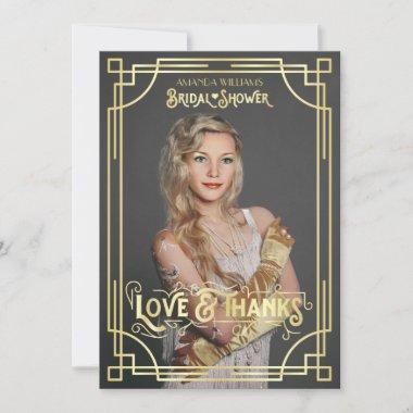 Art Deco Bridal Shower Love and Thanks Your Photo Thank You Invitations