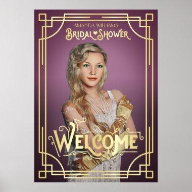 Art Deco Bridal Shower Photo Welcome Lilac Gold Poster