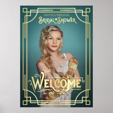 Art Deco Bridal Shower Photo Welcome Turquoise Poster