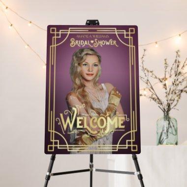 Art Deco Bridal Shower Welcome Photo Lilac Gold Foam Board