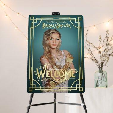 Art Deco Bridal Shower Welcome Photo Turquoise Foam Board