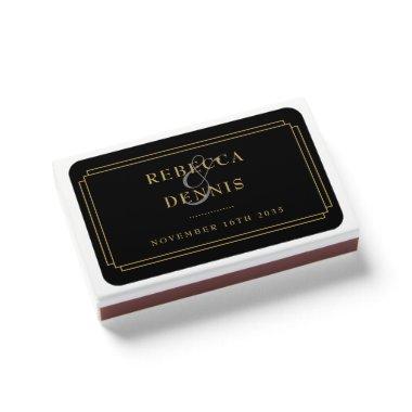 Art Deco Chic Black And Gold Wedding Favors Matchboxes