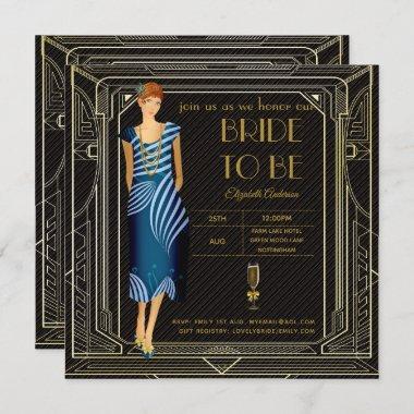 Art Deco Flapper Roaring 20s Bridal Shower Invitations