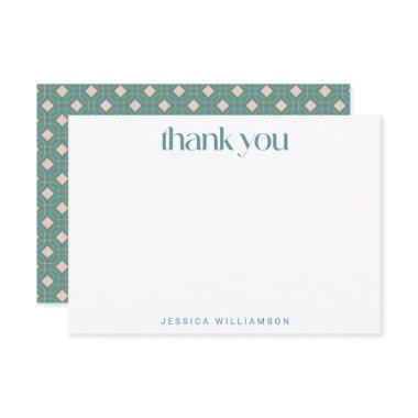 Art Deco Geometric Teal Pink Custom Bridal Shower Thank You Invitations