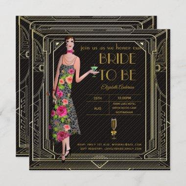 Art Deco Great Gatsby Roaring 20s Bridal Shower Pk Invitations