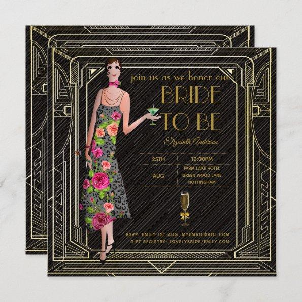 Art Deco Great Gatsby Roaring 20s Bridal Shower Pk Invitations