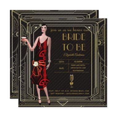 Art Deco Great Gatsby Roaring 20s Bridal Shower Rd Invitations