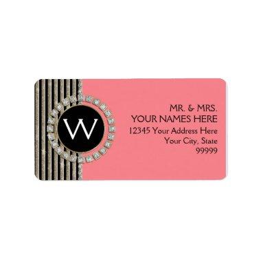 Art Deco Modern Horizontal Stripe Glitter Look Label