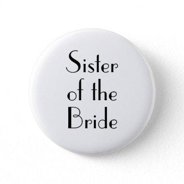 Art Deco Sister of the Bride Wedding Button