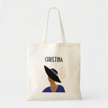 Art Deco Style 1930s Woman in Black Hat Tote Bag