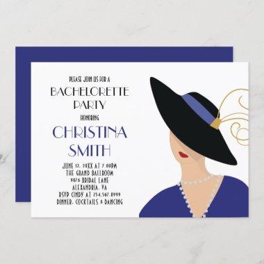 Art Deco Style Girls Night Out Bachelorette Party Invitations