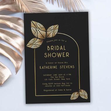 Art Deco Stylized Leaves Boho Frame Bridal Shower Invitations