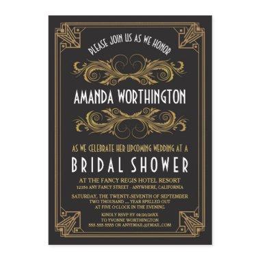 Art Deco Vintage Gold Bridal Shower Invitations