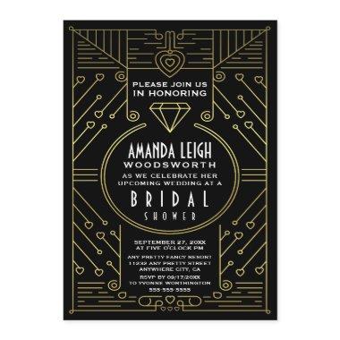 Art Deco Vintage Gold Bridal Shower Invitations