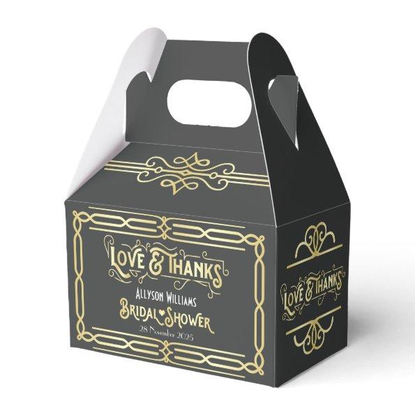 Art Deco Wedding Love & Thanks Gold Blue Favor Favor Box
