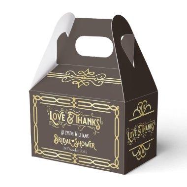 Art Deco Wedding Love & Thanks Gold Chocolate Favor Boxes