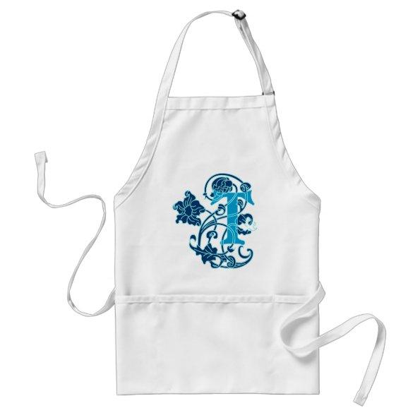 Art Nouveau Floral Monogram T Adult Apron