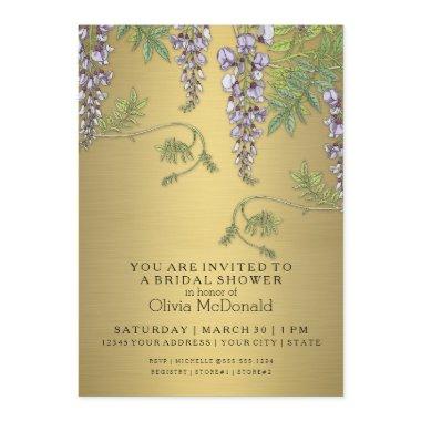 Art Nouveau Vintage Wisteria Floral Bridal Shower Invitations