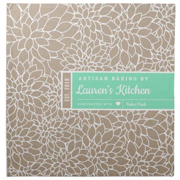 Artisan Dough Cover -Dahlia KRAFT and Bottle Green Cloth Napkin